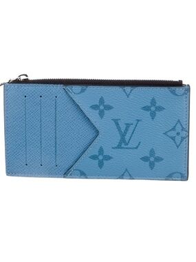 Louis Vuitton Light Blue Monogram card holder Taiga Blue Lagoon